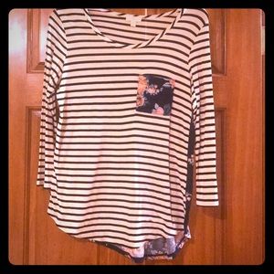 High low top with stripes and floral